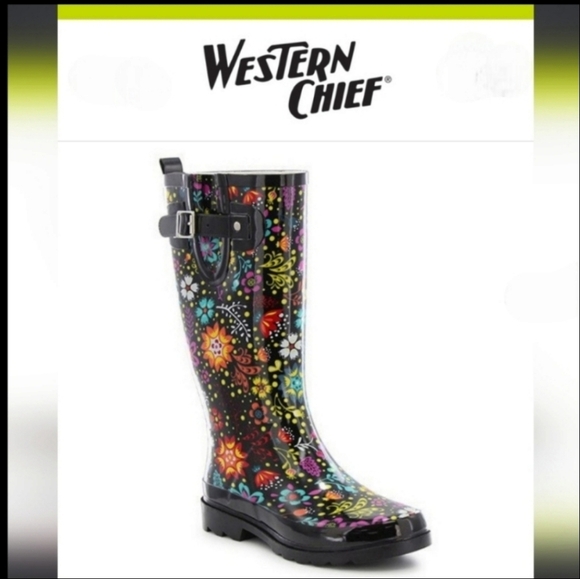 Western Chief Floral Rain Boots - Multicolor Size 7 - Picture 5 of 9